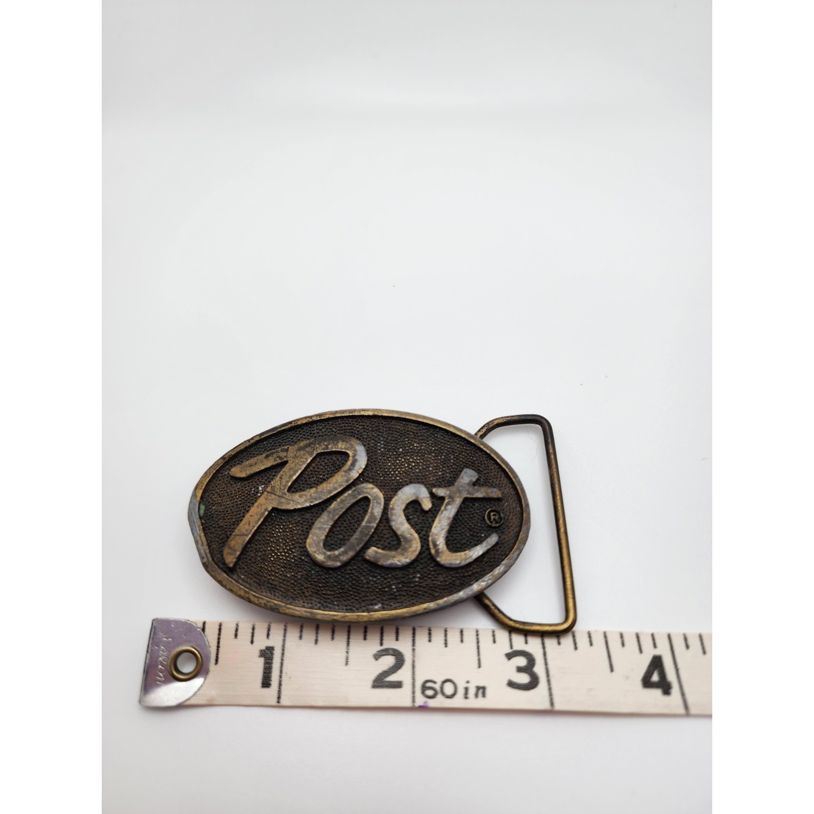 Vintage Post Cereal Belt Buckle Advertising Collectable Gold Tone 2" Read — image 8 of 8